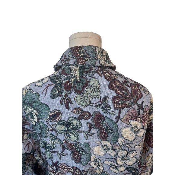 NWT ZARA Medium Blue Floral Tapestry Shacket - Picture 7 of 14